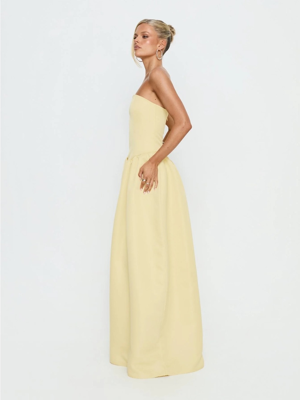 Princess Polly Soft Bloom Drop Waist Strapless Maxi Dress Yellow - Picture 4 of 16